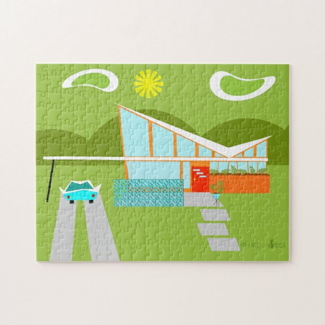 Quebra-cabeça retro da casa do Palm Springs (Horizontal)