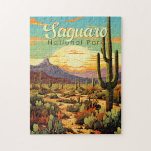 Quebra-cabeça Retro de Ilustração do Parque Nacional do Saguaro