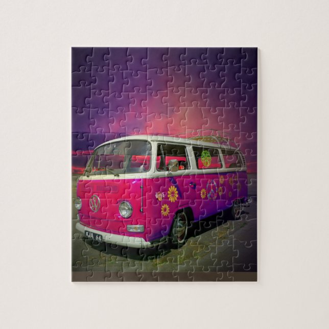 QUEBRA-CABEÇA RETRÔ DE VAN DE HIPPIE (Vertical)