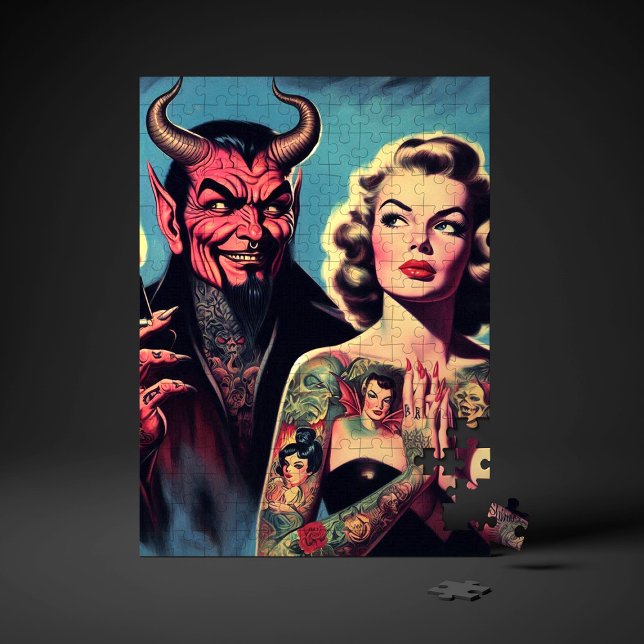 Quebra-cabeça Retro Diabólico Tatuado Pin-up (Criador carregado)