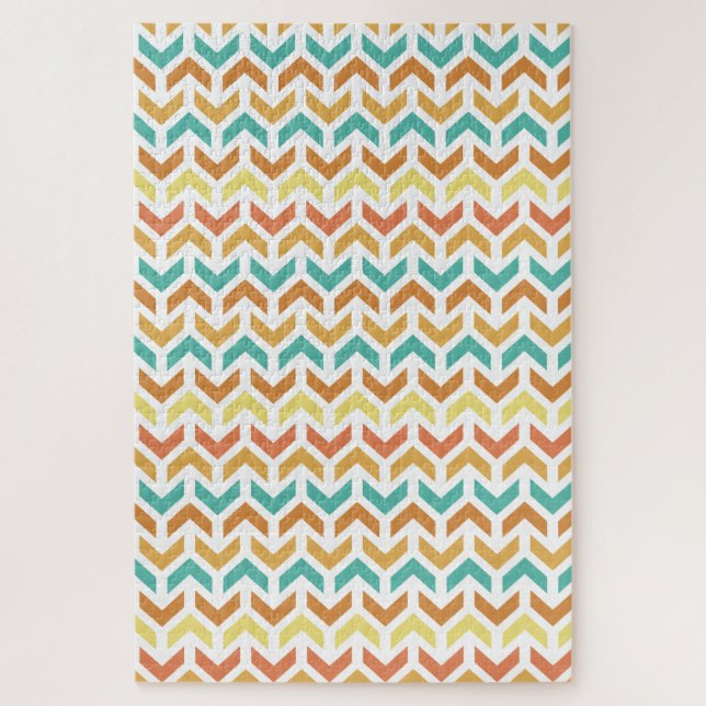 Quebra-cabeça Retro Diamante em Padrão de Círculo Azul Verde Dou (Vertical)