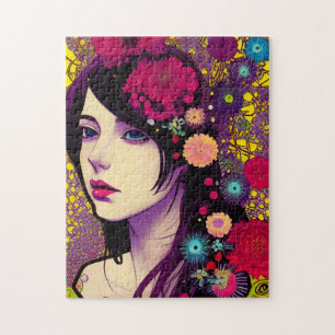 Quebra-cabeça Retro FloralPunk Garota  