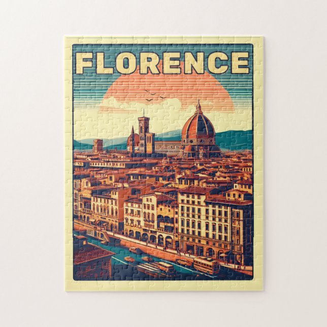 Quebra-cabeça Retro Florence, firenze os presentes de viagem itá (Vertical)