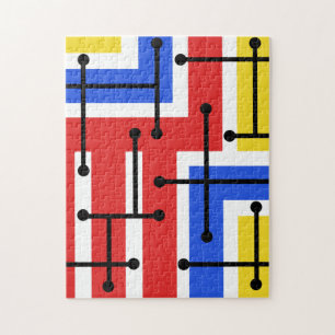 Quebra-cabeça Retro Geometric Art Maze Primary Colors