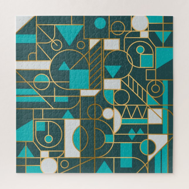 Quebra-cabeça Retro Geométrico: Trabalho de arte minimalista. (Vertical)