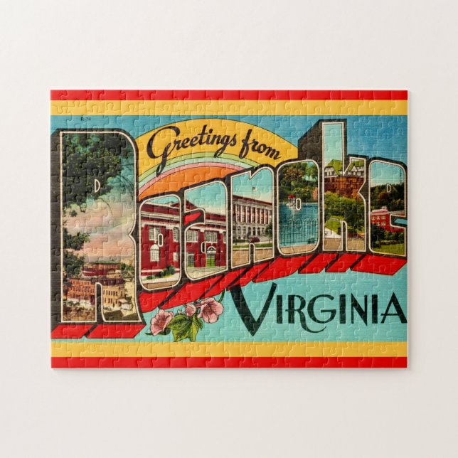 Quebra-cabeça Retro Greetings From Roanoke, VA (Horizontal)