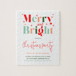 Quebra-cabeça Retro Merry and Bright Christmas Party Invitation