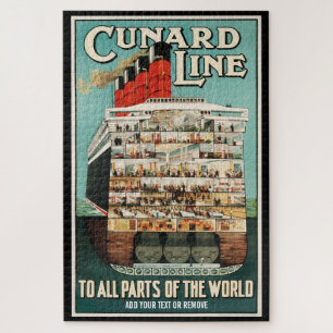 Quebra-cabeça Retro poster Cunard, navio marítimo de luxo,