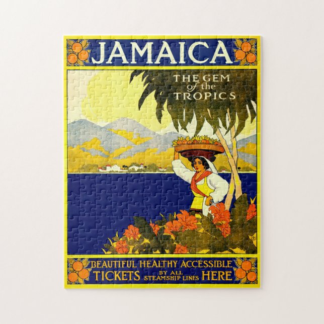 Quebra-cabeça Retrô Poster de viagens Jamaica. (Vertical)