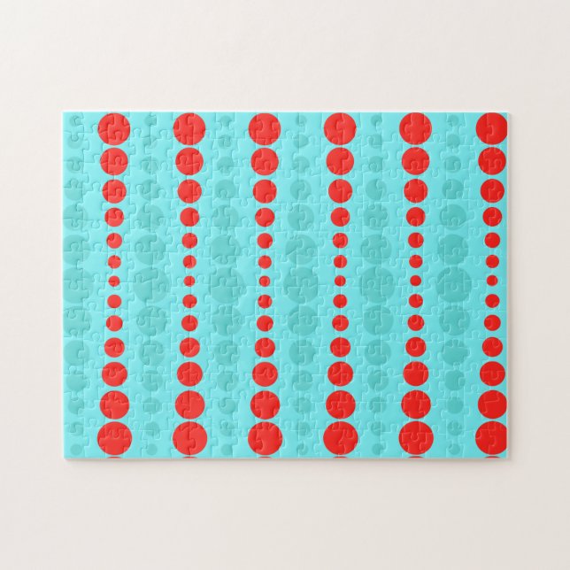 Quebra-cabeça Retro Red and Turquoise Dots Puzzle (Horizontal)