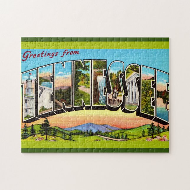 Quebra-cabeça Retro Tennessee Greeting Postcard (Horizontal)