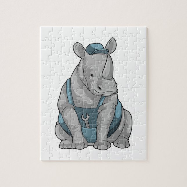 Quebra-cabeça Rhino como artesão com Wrench (Vertical)