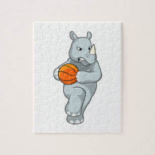 Quebra-cabeça Rhino como jogador de basquetebol