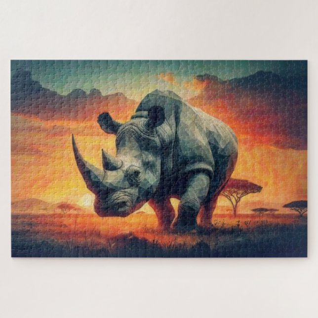 Quebra-cabeça Rhino Sunset Safari (Horizontal)