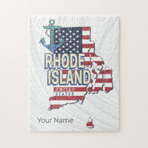 Quebra-cabeça Rhode Island Estados Unidos - Retro State Map Vint