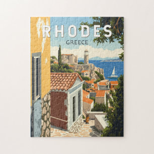 Quebra-cabeça Rhodes Grécia Old Town Viagem Art Vintage