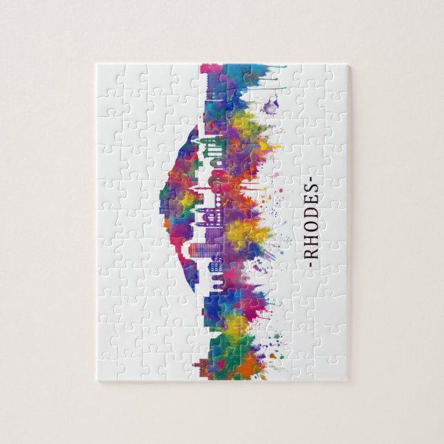 Quebra-cabeça Rhodes Grécia Skyline (Vertical)