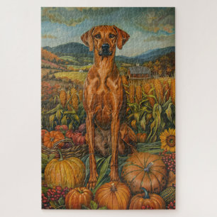 Quebra-cabeça Rhodesian Ridgeback Colheita de Outono Dia de Ação