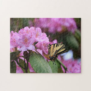 Quebra-cabeça Rhododendron rosa e alimentos para borboletas male