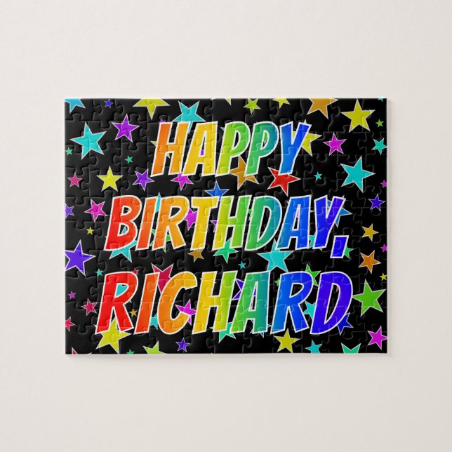 Quebra-cabeça "RICHARD" Primeiro Nome, Diversão "FELIZ ANIVERSÁR (Horizontal)