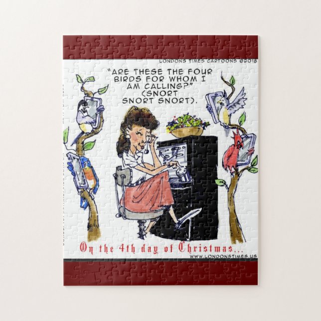 Quebra-cabeça Rick London Ernestine Chamando Birds Xmas (Vertical)