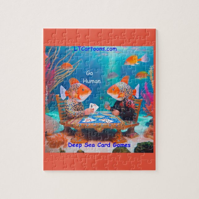Quebra-cabeça Rick London Fish Jogando "Go Fish" Card Comic (Vertical)