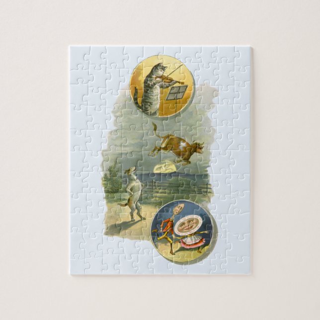 Quebra-cabeça Rima Infantil Antiga Mãe Gansa Hey Diddle (Vertical)