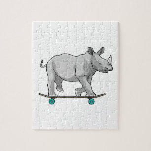 Quebra-cabeça Rino como Patinador com skate