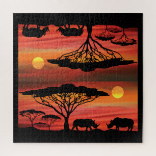 Quebra-cabeça Rinocerontes em Serengeti Sunset