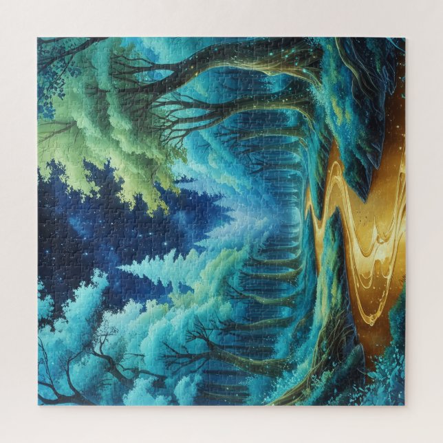 Quebra-cabeça Río de oro en bosque de fantasía  (Vertical)