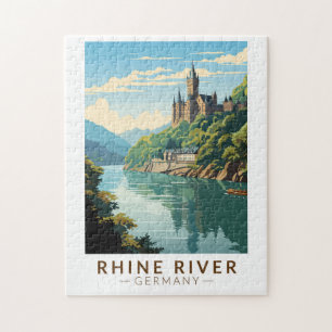 Quebra-cabeça Rio Reno Alemanha Seção Viagem Art Vintage