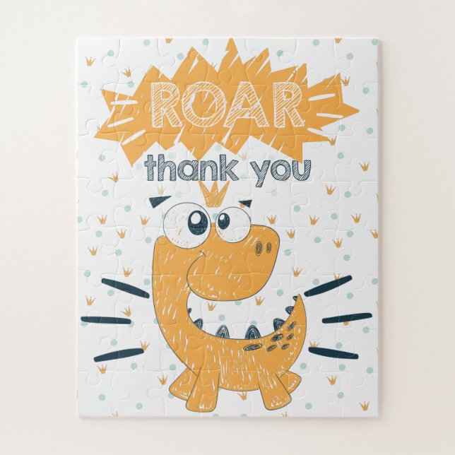 Quebra-cabeça ROAR Dinosaur Birthday Thank you Favor (Vertical)