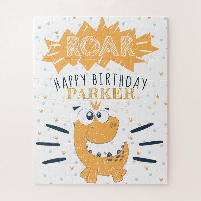 Quebra-cabeça ROAR Dinossauro Feliz Aniversário personalizado (Vertical)