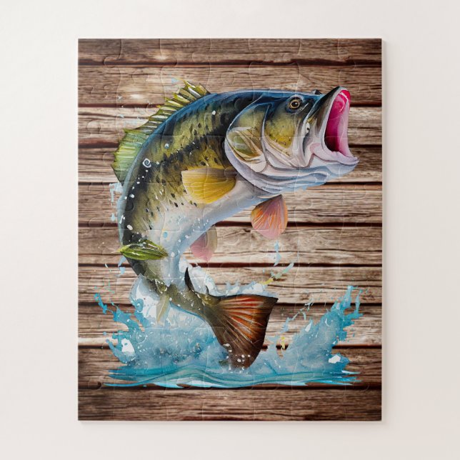 Quebra-cabeça Roba de Pesca com Truta Saltando (Vertical)