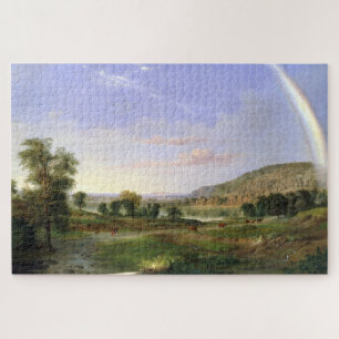 Quebra-cabeça Robert S. Duncanson Landscape com Rainbow Poster