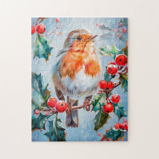 Quebra-cabeça Robin na Natureza em Estilo Impressionista Arte (Vertical)