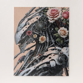 Quebra-cabeça Robô e Rosas de Alienígena furada sem manchas