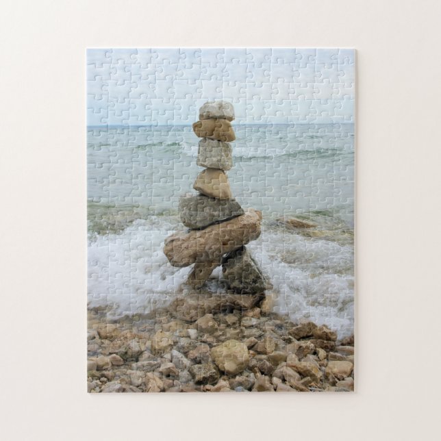 Quebra-cabeça Rock Cairn no lago - 11x14 - 252 pcs (Vertical)