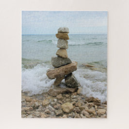 Quebra-cabeça Rock Cairn perto do lago - 16x20 - 520 pcs