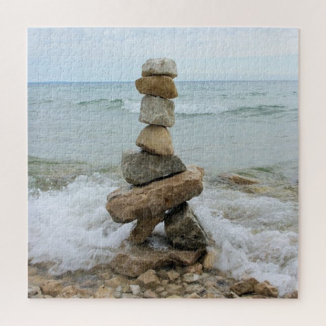 Quebra-cabeça Rock Cairn perto do lago - 20x20 - 676 pcs (Vertical)