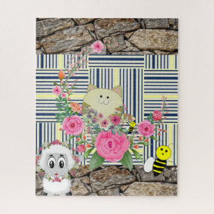 Quebra-cabeça Rock Cat Sheep Floral Bumblebee Flor