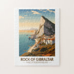 Quebra-cabeça Rock of Gibraltar Viagem Art Vintage<br><div class="desc">Rock of Gibraltar em um estilo de arte vetorial. O Rock de Gibraltar é um promontório monolítico de calcário localizado no território britânico de Gibraltar,  perto do sudoeste da Europa,  na Península Ibérica.</div>