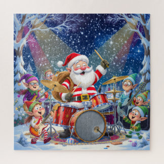 Quebra-cabeça Rockin' Santa & The Elf Band: Christmas Drummer
