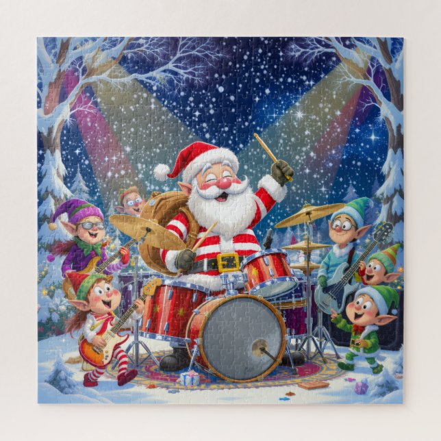 Quebra-cabeça Rockin' Santa & The Elf Band: Christmas Drummer (Vertical)
