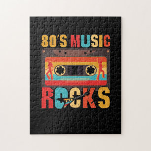 Quebra-cabeça Rocks Musicais dos anos 80 - Vintage Retro Distres