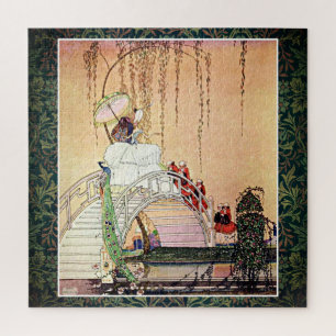 Quebra-cabeça Rococo Princess andando num jardim de conto de fad