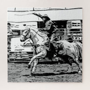 Quebra-cabeça Rodeo Cowboy - Evento Steer Roping