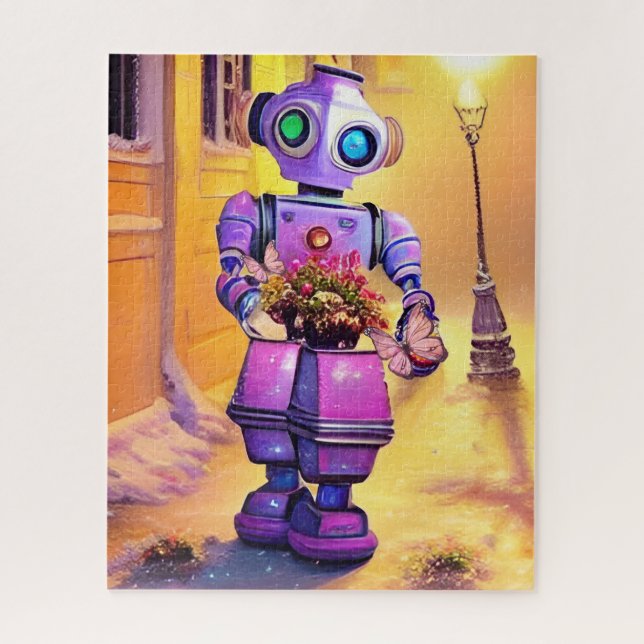 Quebra-cabeça Rolo Adorável de Robô Roxo (Vertical)