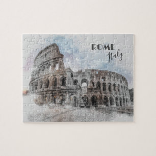 Quebra-cabeça Roma Itália Colosseum Viagem Art Vintage