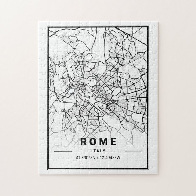 Quebra-cabeça Roma Itália Europa Mapa da Cidade Moderna Arte Min (Vertical)